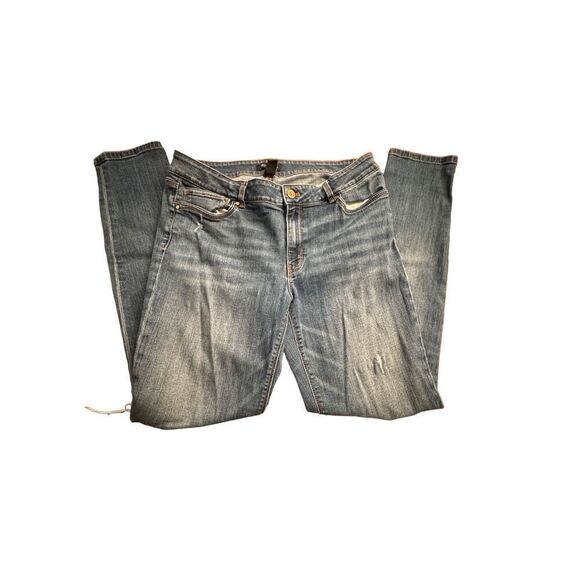 White House black market Distressed Skimmer Jeans 12 - Picture 1 of 5